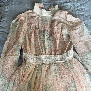 Vintage act 1 dress size xs or small Mucha style print